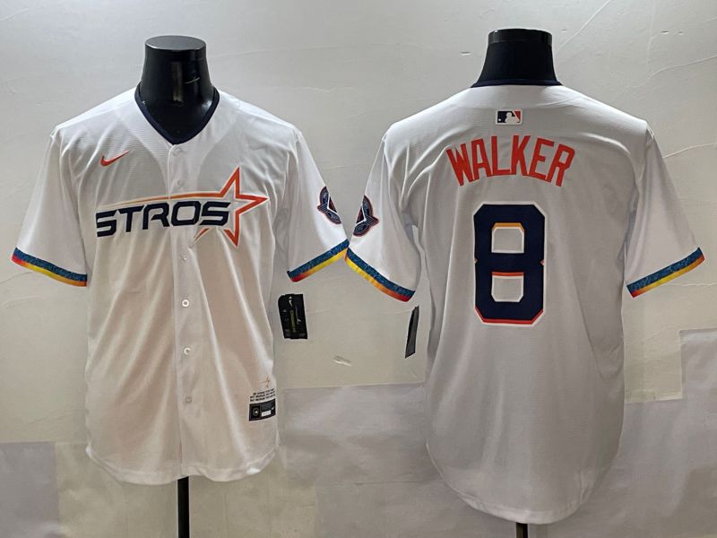 Men Houston Astros #8 Walker White Four generations Joint Name 2025 Nike MLB Jersey style 1->houston astros->MLB Jersey